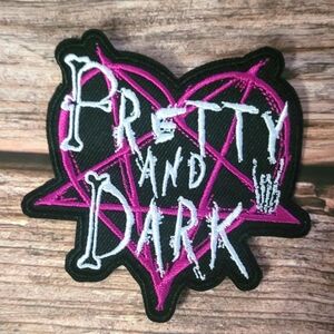 Pretty And Dark Heart Pentagram Goth Witchy Embroidered Patch